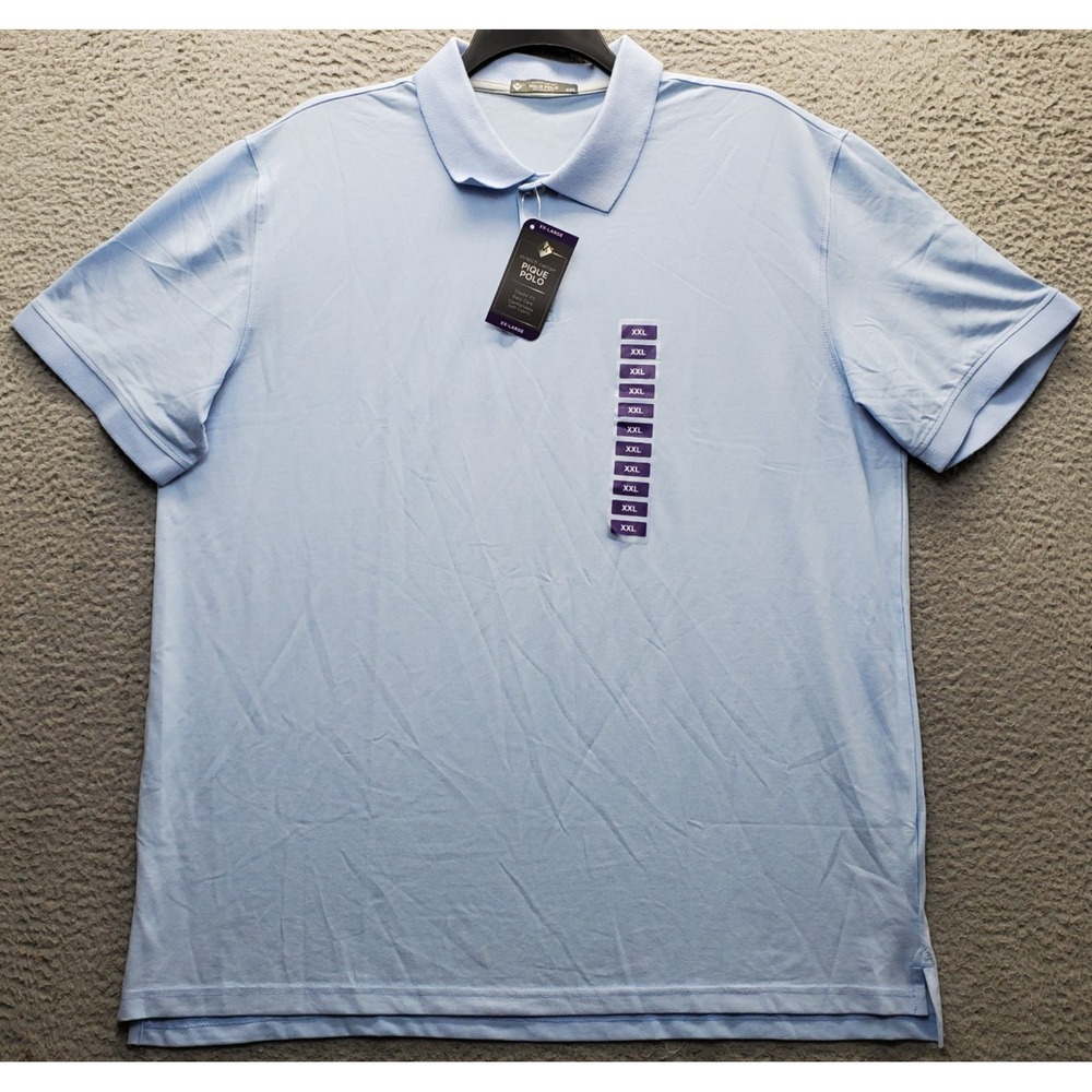 Member's Mark Golf Pique Polo Shirt Mens XXL Blue Stretch Cotton Classic Fit